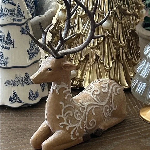 NEW! Vintage Inspired Gingerbread Holiday Santa Reindeer Figurine - Picture 7 of 11